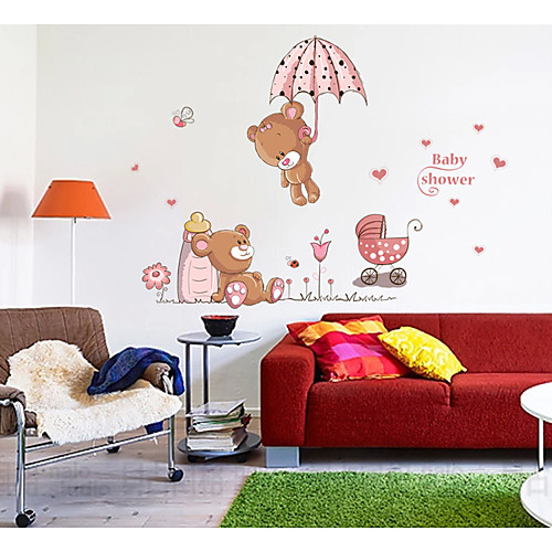 

Cute two bears Umbrella home background decoration removable sticker 5070CM 5070CM