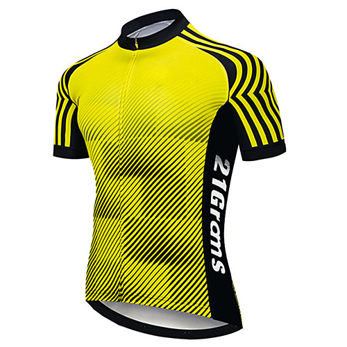 

21Grams Men's Short Sleeve Cycling Jersey Black / Yellow Stripes Gradient Bike Jersey Top Mountain Bike MTB Road Bike Cycling UV Resistant Breathable Quick Dry Sports Clothing Apparel / Stretchy