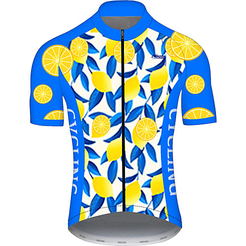 

21Grams Men's Short Sleeve Cycling Jersey BlueYellow Lemon Fruit Bike Jersey Top Mountain Bike MTB Road Bike Cycling UV Resistant Quick Dry Breathable Sports Clothing Apparel / Stretchy