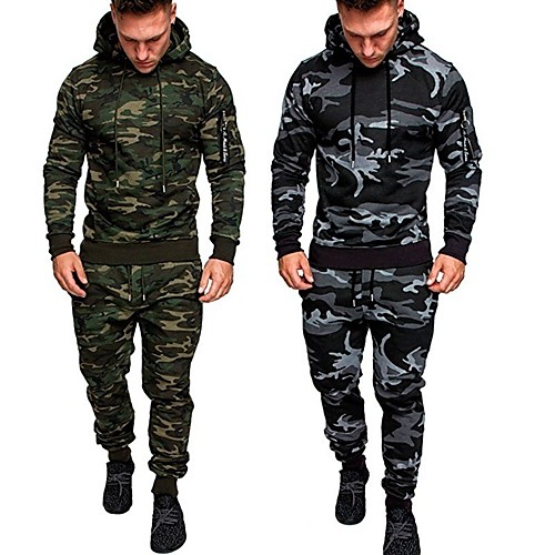 

Men's 2 Piece Tracksuit Sweatsuit Jogging Suit Street Casual Long Sleeve Thermal Warm Moisture Wicking Breathable Fitness Running Active Training Jogging Sportswear Outfit Set Clothing Suit Hoodie