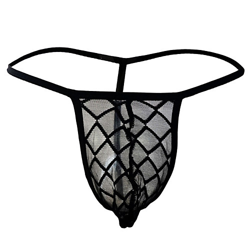 

Men's 1 Piece Mesh G-string Underwear - Normal, Solid Colored Low Waist Black M L XL