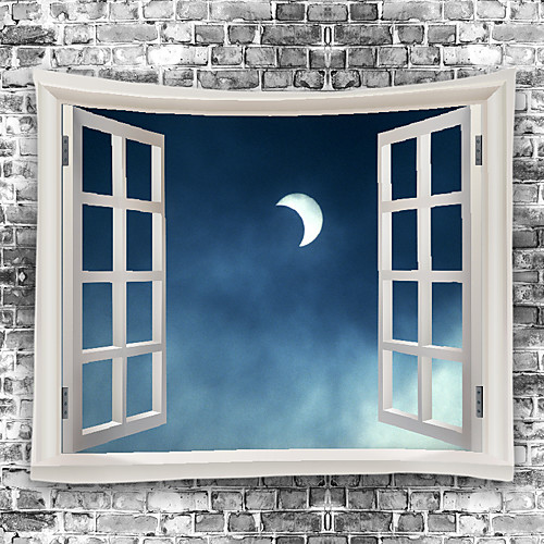 

Window Landscape Wall Tapestry Art Decor Blanket Curtain Picnic Tablecloth Hanging Home Bedroom Living Room Dorm Decoration Polyester Moon Night
