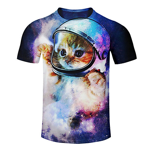 

Men's Short Sleeve Running Shirt Tee Tshirt Top Summer Cotton Moisture Wicking Quick Dry Breathable Gym Workout Running Active Training Jogging Sportswear Cat Plus Size Purple Activewear Micro-elastic
