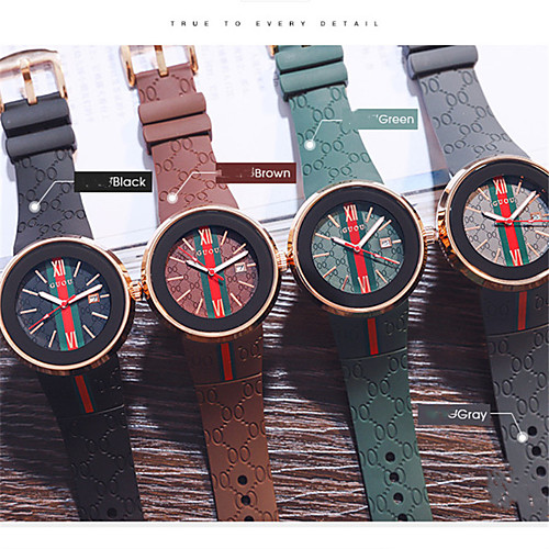 

Men's Dress Watch Japanese Quartz Silicone 30 m Water Resistant / Waterproof Calendar / date / day Day Date Analog Casual Fashion - Green Brown Black One Year Battery Life