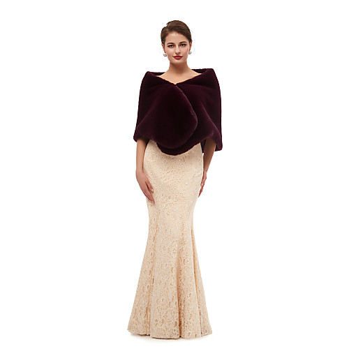 

Sleeveless Shawls Faux Fur Party / Evening Shawl & Wrap / Women's Wrap With Button