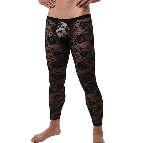 

Men's Normal Nylon / Spandex Sexy Long Johns Color Block Lace Low Waist / 1 Piece