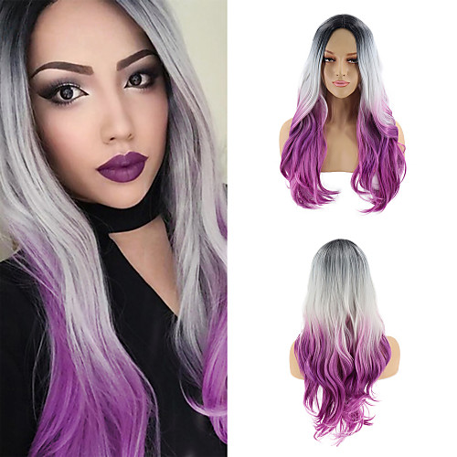 

Synthetic Wig Cosplay Wig Curly Wavy Matte Halloween Christmas Middle Part Wig Long Ombre Purple Synthetic Hair 26inch Women's Cosplay Soft Adjustable Purple / Heat Resistant / African American Wig