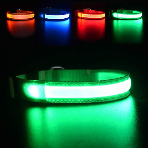 

Cat Dog Collar Light Up Collar LED Lights Nylon White Blue Pink Green