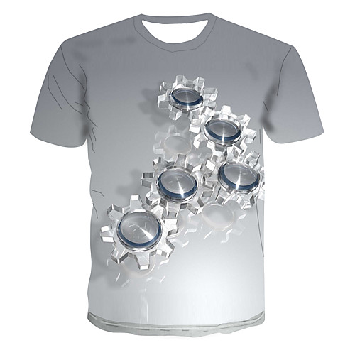 

Men's Color Block 3D Print T-shirt Street chic Punk & Gothic Club Weekend Round Neck White / Short Sleeve