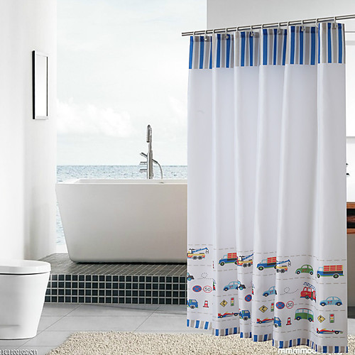 

Antibacterial Waterproof Shower Curtain Mildew Bathroom Partition Curtain 180 200 Cartoon Car