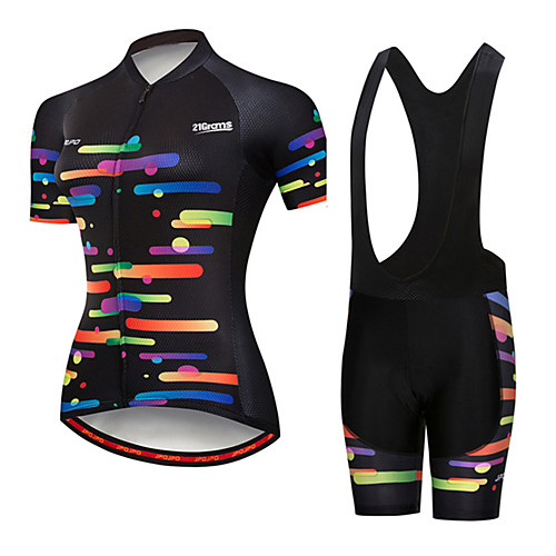 

21Grams Women's Short Sleeve Cycling Jersey with Bib Shorts Spandex Polyester Black / Red Polka Dot Gradient Bike Clothing Suit Breathable 3D Pad Quick Dry Ultraviolet Resistant Sweat-wicking Sports