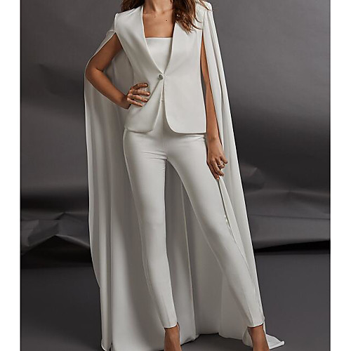 

Two Piece Jumpsuits Wedding Dresses Strapless Floor Length Charmeuse Sleeveless Country Plus Size with Ruched 2021