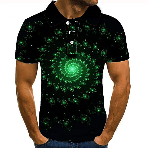 

Men's Plus Size Color Block 3D Polo Street chic Exaggerated Daily Going out Shirt Collar Rainbow / Short Sleeve