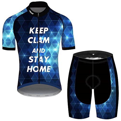 

21Grams Men's Short Sleeve Cycling Jersey with Shorts Spandex Polyester Black / Blue Plaid Checkered Geometic Novelty Bike Clothing Suit UV Resistant Breathable Quick Dry Sweat-wicking Sports Plaid