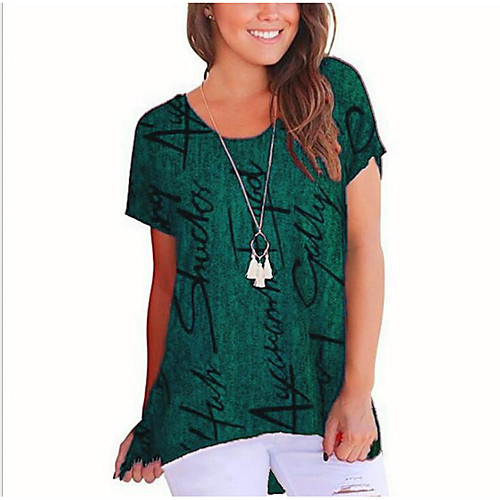 

Women's Letter Loose T-shirt Daily Blue / Purple / Red / Green / Brown / Gray