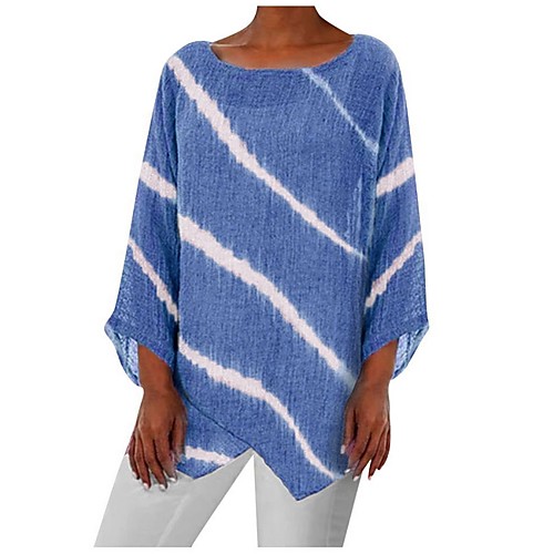 

Women's Striped Tie Dye T-shirt Daily Blue / Blushing Pink / Khaki / Gray