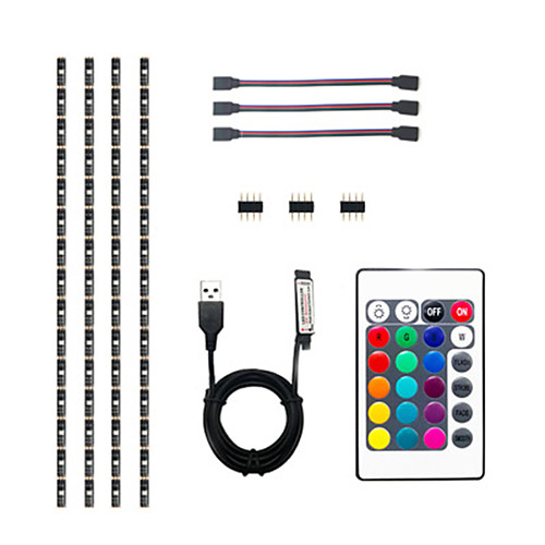 

4x0.5M Flexible LED Light Strips Light Sets RGB Tiktok Lights 36 LEDs SMD5050 10mm 1 24Keys Remote Controller 1 set Multi Color Waterproof Decorative 5 V