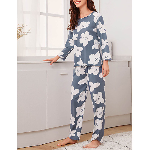 

Women's Round Neck Suits / Loungewear Pajamas Polka Dot / Floral