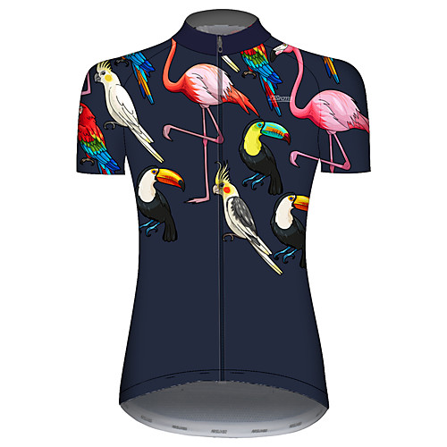 

21Grams Women's Short Sleeve Cycling Jersey BluePink Flamingo Animal Floral Botanical Bike Jersey Top Mountain Bike MTB Road Bike Cycling UV Resistant Breathable Quick Dry Sports Clothing Apparel