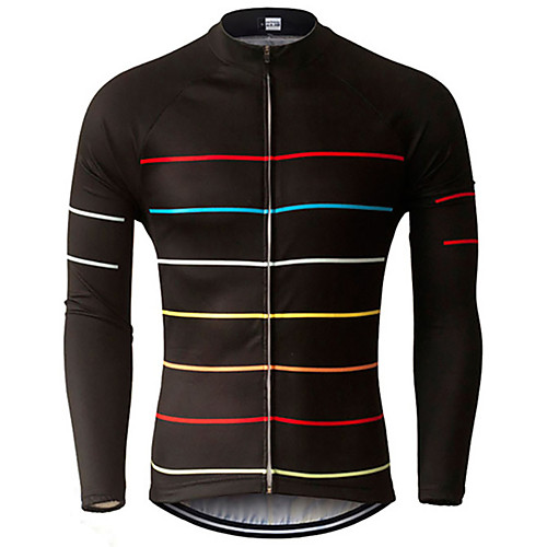 

21Grams Men's Long Sleeve Cycling Jersey Black Stripes Bike Jersey Top Mountain Bike MTB Road Bike Cycling UV Resistant Breathable Quick Dry Sports Clothing Apparel / Stretchy / Race Fit