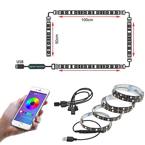 

1m Flexible LED Light Strips Flexible Tiktok Lights 30 LEDs SMD5050 Multi Color Decorative TV Background 5 V