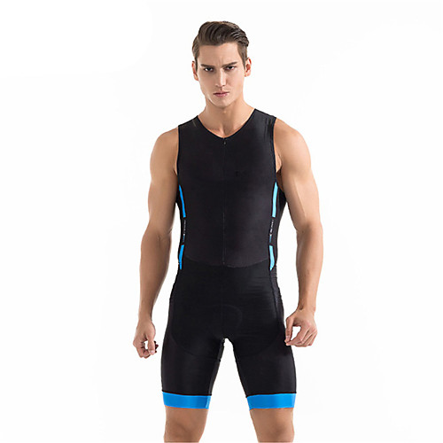 

21Grams Men's Sleeveless Triathlon Tri Suit Black / Blue Bike Clothing Suit UV Resistant Breathable 3D Pad Quick Dry Sweat-wicking Sports Solid Color Mountain Bike MTB Road Bike Cycling Clothing