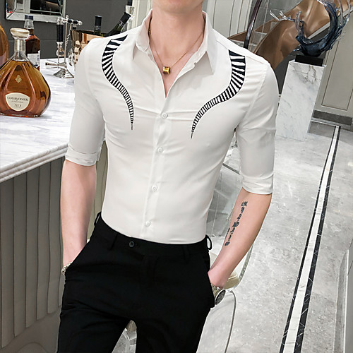 

Men's Shirt Geometric Short Sleeve Daily Tops Basic White Black Yellow