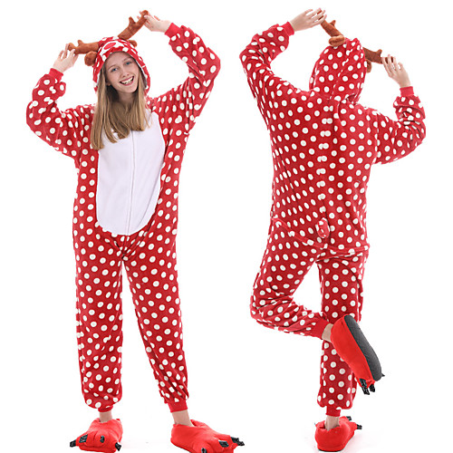 

Adults' Kigurumi Pajamas Bear Lion Reindeer Onesie Pajamas Flannelette Purple / Red / Orange Cosplay For Men and Women Animal Sleepwear Cartoon Festival / Holiday Costumes