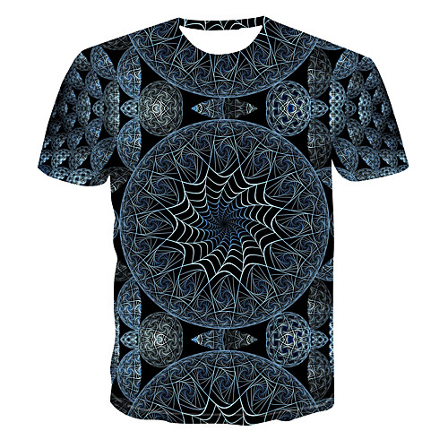 

Men's Color Block 3D Print T-shirt Street chic Punk & Gothic Club Weekend Round Neck Gray / Short Sleeve