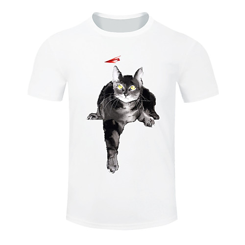 

Men's Short Sleeve Running Shirt Tee Tshirt Top Cotton Breathable Quick Dry Moisture Wicking Gym Workout Running Active Training Jogging Sportswear Cat Plus Size White Pink Light Blue Activewear
