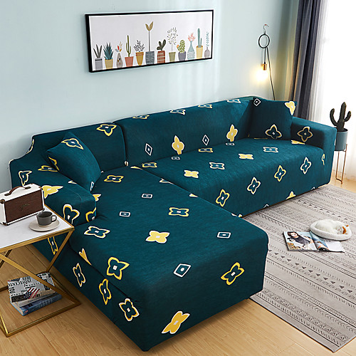 

Nordic Simple Style Green Printing Sofa Cover Single Double Three Person Stretch Sofa Cover