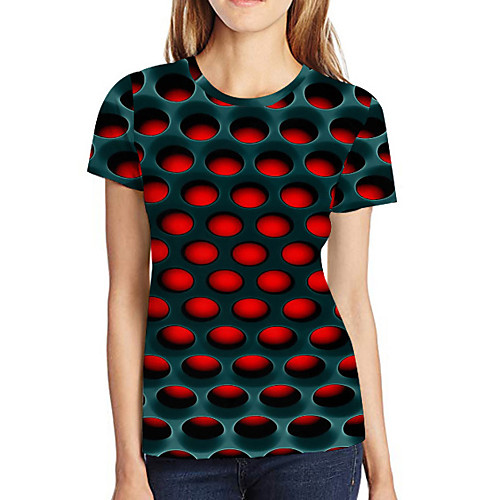 

Women's Plus Size Geometric 3D Print T-shirt Red