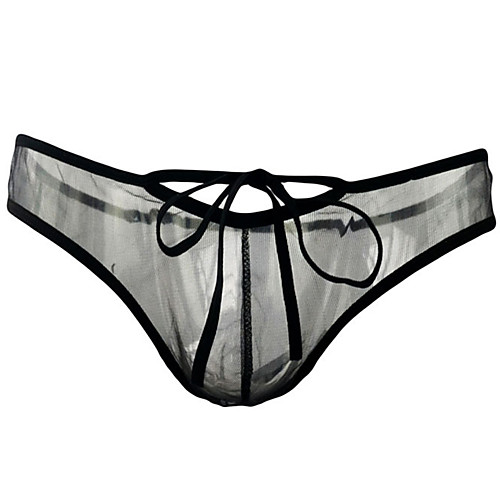 

Men's Mesh Briefs Underwear - Normal Low Waist White Black One-Size