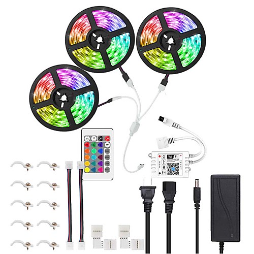 

KWB 15M 35M WIFI Smart LED Light Strips Kit Waterproof RGB Tiktok Lights 450 LEDs 5050 Phone Controlled LED Strip KitTimer LED Tape LightWorks with Android iOS and Google Home And Power Supply 12V 8A