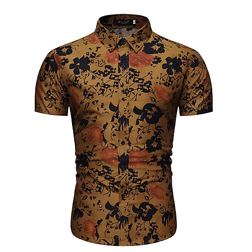 

Men's Geometric Shirt Daily White / Orange / Short Sleeve