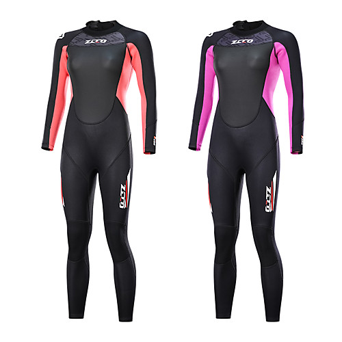 

ZCCO Women's Full Wetsuit 3mm SCR Neoprene Diving Suit Long Sleeve Back Zip Knee Pads Solid Colored Autumn / Fall Spring Summer / Winter / Stretchy