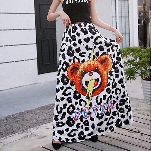 

Women's Holiday / Formal Evening Boho Trumpet / Mermaid Skirts - Animal Print Black One-Size