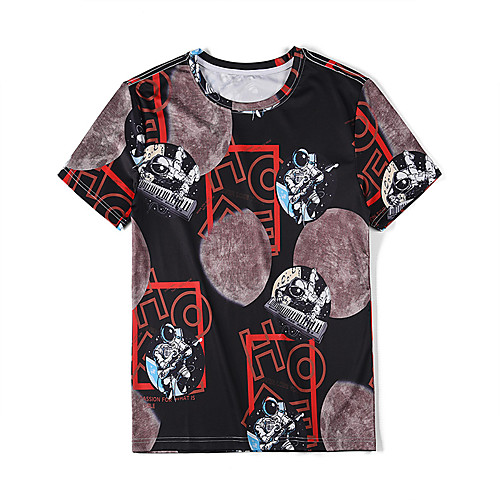 

Men's T shirt Geometric 3D Print Half Sleeve Daily Tops Basic Black