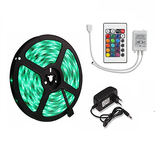 

5m Flexible LED Light Strips Light Sets RGB Strip Lights 300 LEDs SMD5050 10mm 1 24Keys Remote Controller 1 x 2A power adapter 1 set Multi Color Christmas New Year's Waterproof Party Decorative