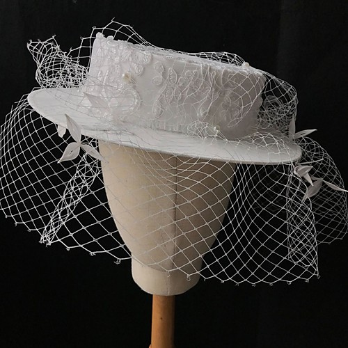 

Net Fascinators with Appliques 1 Piece Wedding Headpiece