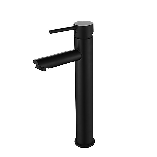 

Bathroom Sink Faucet - Black Tall Bath Basin Sink Mixer Tap Single Handle One Hole Hot and Cold Washroom Faucet