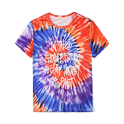 

Men's T shirt Tie Dye 3D Print Half Sleeve Daily Tops Basic Rainbow