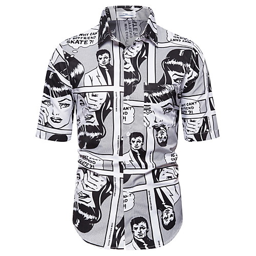 

Men's Portrait Print Shirt Hawaiian Daily White