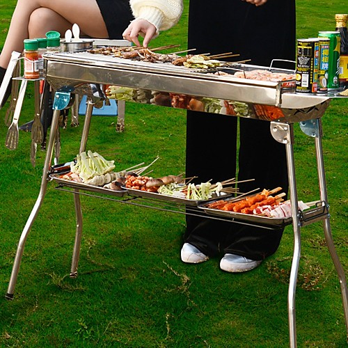 

Large Thick Outdoor Charcoal Bbq Stainless Steel Portable Barbecue Grill Folding Grill