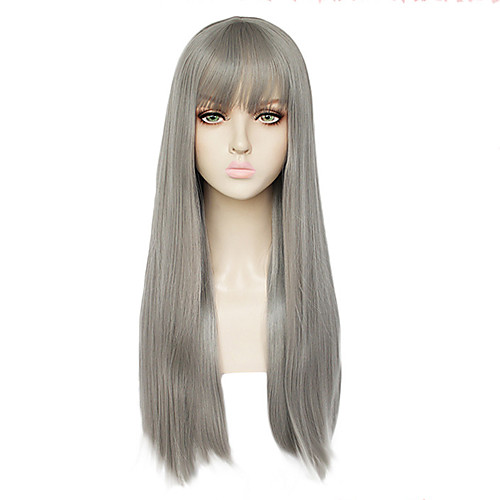 

Shakugan no Shana Unicorn Pony Cosplay Wigs Women's Straight bangs 26 inch Heat Resistant Fiber kinky Straight Gray Adults' Anime Wig