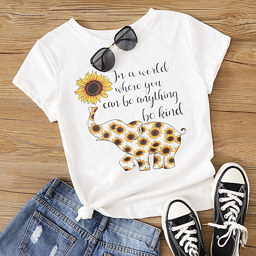 

Women's Cartoon Print T-shirt - Cotton Daily White