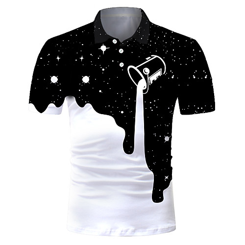 

Men's 3D Abstract Print Polo Rock Exaggerated Club Weekend Shirt Collar White / Short Sleeve