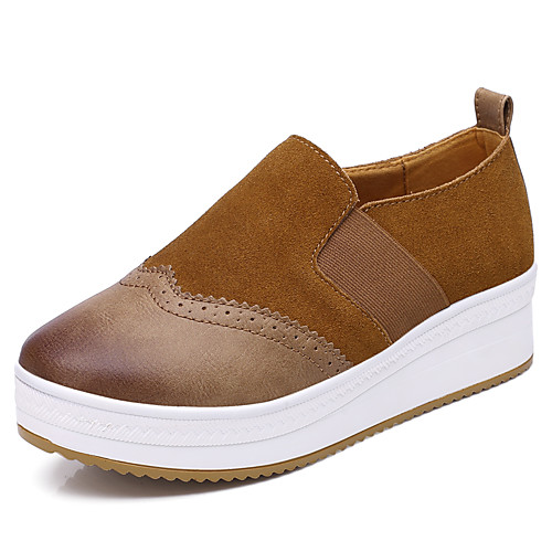 

Women's Sneakers Flat Heel Round Toe Suede / PU Casual / Preppy Walking Shoes Fall / Spring & Summer Brown / Black