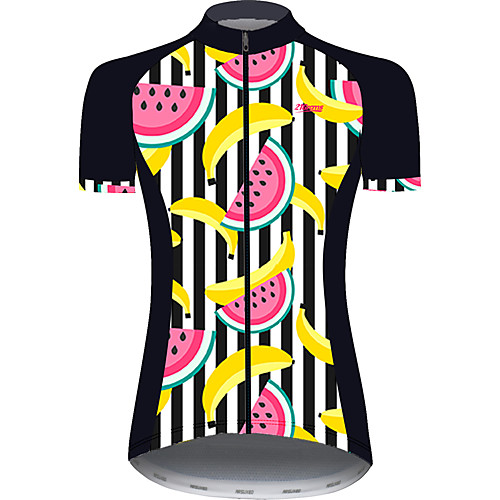 

21Grams Women's Short Sleeve Cycling Jersey Black / Red Watermelon Banana Fruit Bike Jersey Top Mountain Bike MTB Road Bike Cycling UV Resistant Quick Dry Breathable Sports Clothing Apparel