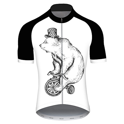 

21Grams Men's Short Sleeve Cycling Jersey Spandex BlackWhite Bear Snake Animal Bike Jersey Top Mountain Bike MTB Road Bike Cycling UV Resistant Quick Dry Breathable Sports Clothing Apparel